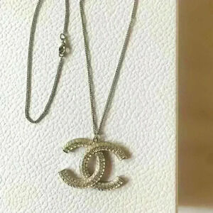 Chanel Deca Coco Mark Long Necklace Accessory Metal Silver